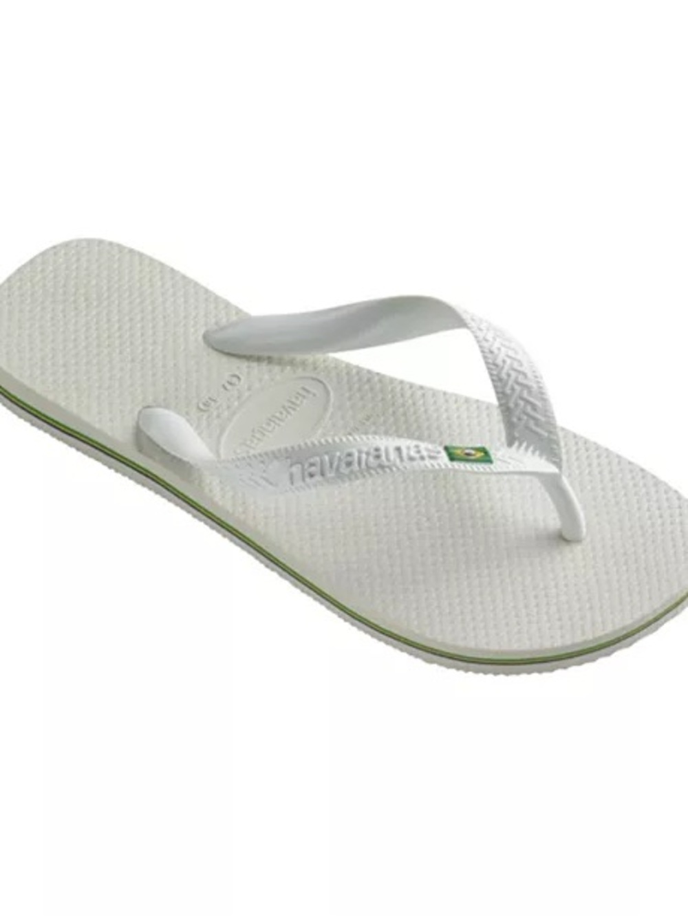 Havaianas White Flip Flops with Green ,yellow and blue stripes